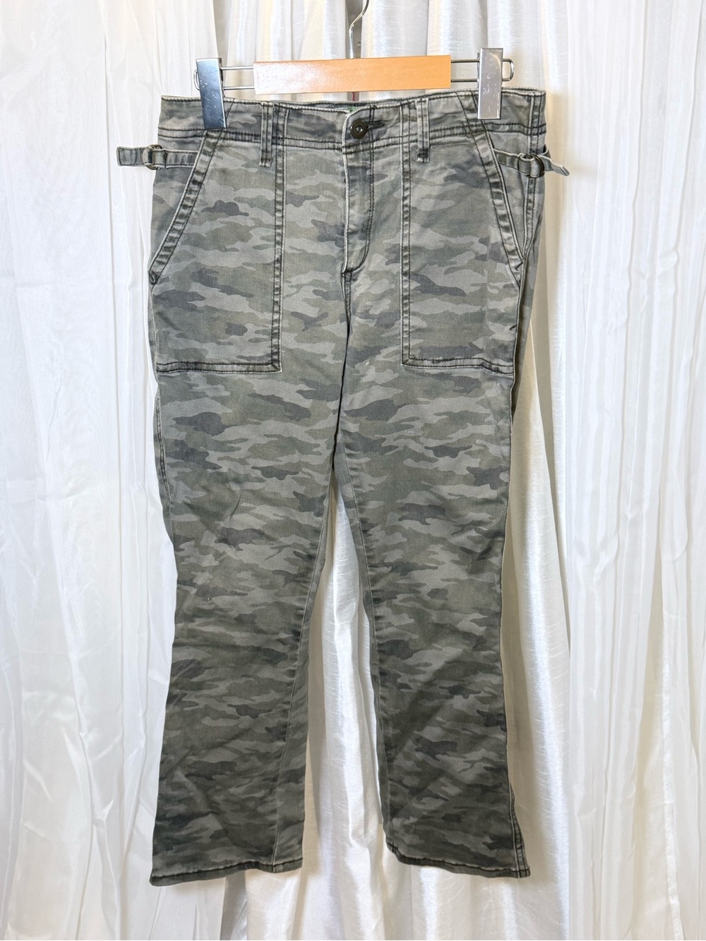 Anthropologie Green Camo Straight-Leg Jeans